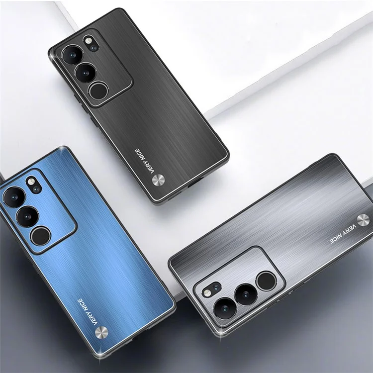 Para vivo S17 5G / S17 Pro 5G Telefone Móvel Anti-queda Capa Alumínio Liga+TPU Escovado Capa - Preto