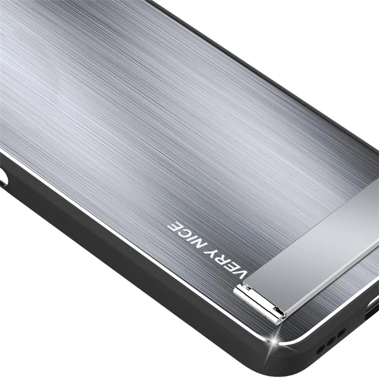 Para el vivo iQOO Neo8 5G Funda trasera cepillada Carcasa de aleación de aluminio Marco TPU con soporte Funda protectora - Plata