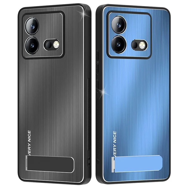 Para el vivo iQOO Neo8 5G Funda trasera cepillada Carcasa de aleación de aluminio Marco TPU con soporte Funda protectora - Plata