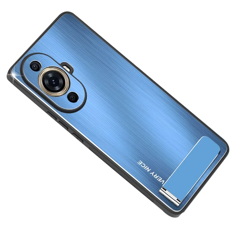 Para Huawei nova 11 / nova 12s 4G / nova 12 Lite 4G Funda con soporte para teléfono Carcasa trasera de aleación de aluminio cepillado Funda de marco de TPU - Azul