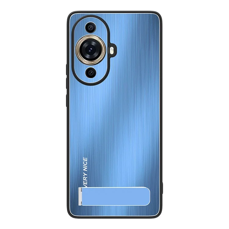 Para Huawei nova 11 / nova 12s 4G / nova 12 Lite 4G Funda con soporte para teléfono Carcasa trasera de aleación de aluminio cepillado Funda de marco de TPU - Azul