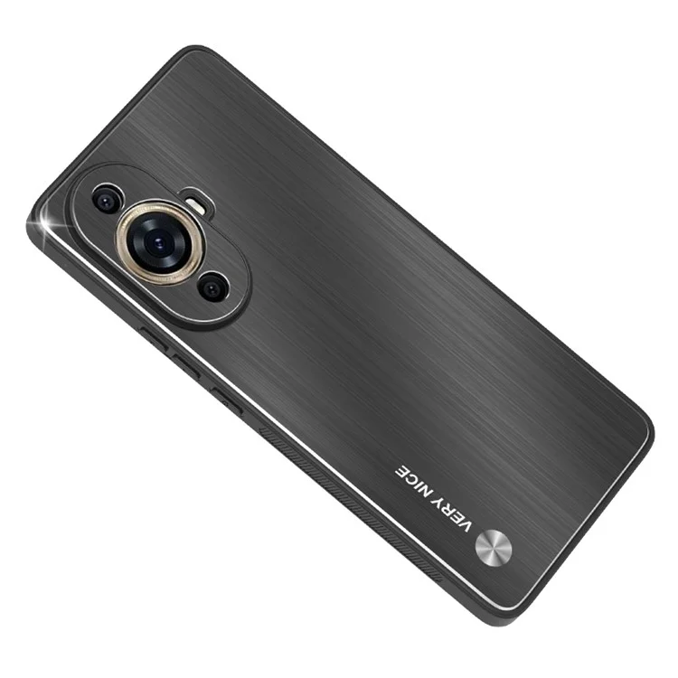 For Huawei nova 11 / nova 12s 4G / nova 12 Lite 4G Aluminium Alloy+TPU Phone Case Brushed Drop-proof Cover - Black
