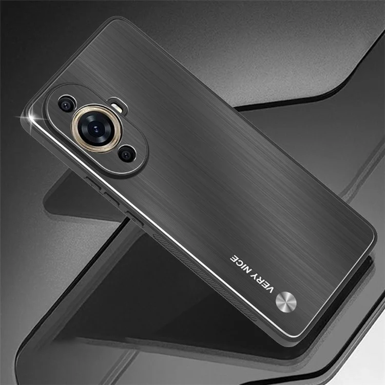 For Huawei nova 11 / nova 12s 4G / nova 12 Lite 4G Aluminium Alloy+TPU Phone Case Brushed Drop-proof Cover - Black
