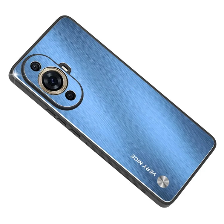 For Huawei nova 11 Pro / nova 11 Ultra Aluminium Alloy Back + TPU Frame Phone Case Brushed Cover - Blue