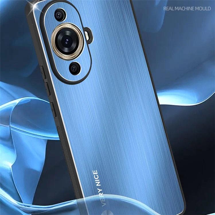 For Huawei nova 11 Pro / nova 11 Ultra Aluminium Alloy Back + TPU Frame Phone Case Brushed Cover - Blue
