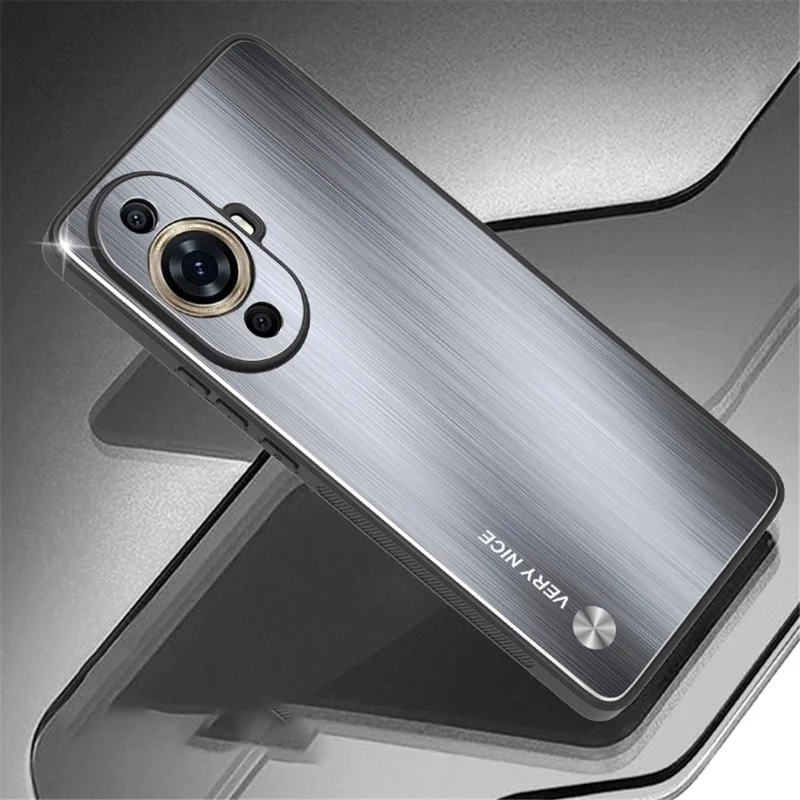 For Huawei nova 11 Pro / nova 11 Ultra Aluminium Alloy Back + TPU Frame Phone Case Brushed Cover - Silver