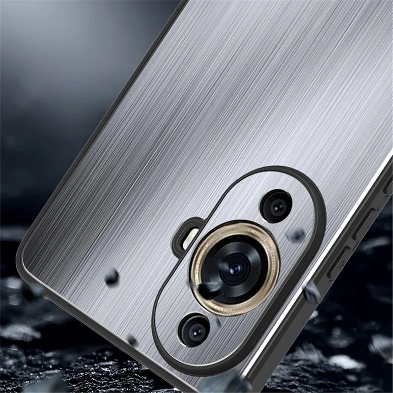 For Huawei nova 11 Pro / nova 11 Ultra Aluminium Alloy Back + TPU Frame Phone Case Brushed Cover - Silver