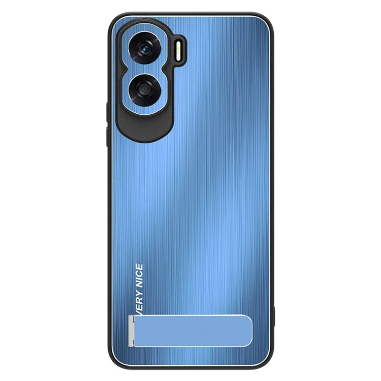 For Honor X50i 5G Kickstand Phone Case TPU+Aluminium Alloy Brushed Anti-scratch Cover - Blu
