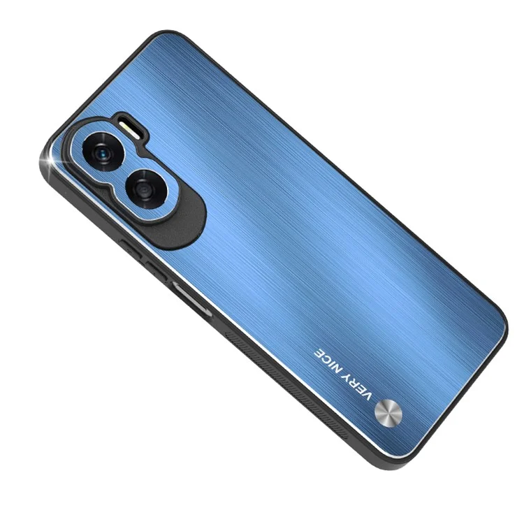 For Honor X50i 5G Aluminium Alloy + TPU Phone Case Shockproof Brushed Back Cover - Blue