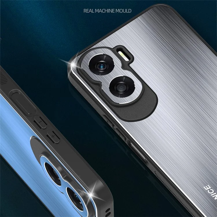 For Honor X50i 5G Aluminium Alloy + TPU Phone Case Shockproof Brushed Back Cover - Blue