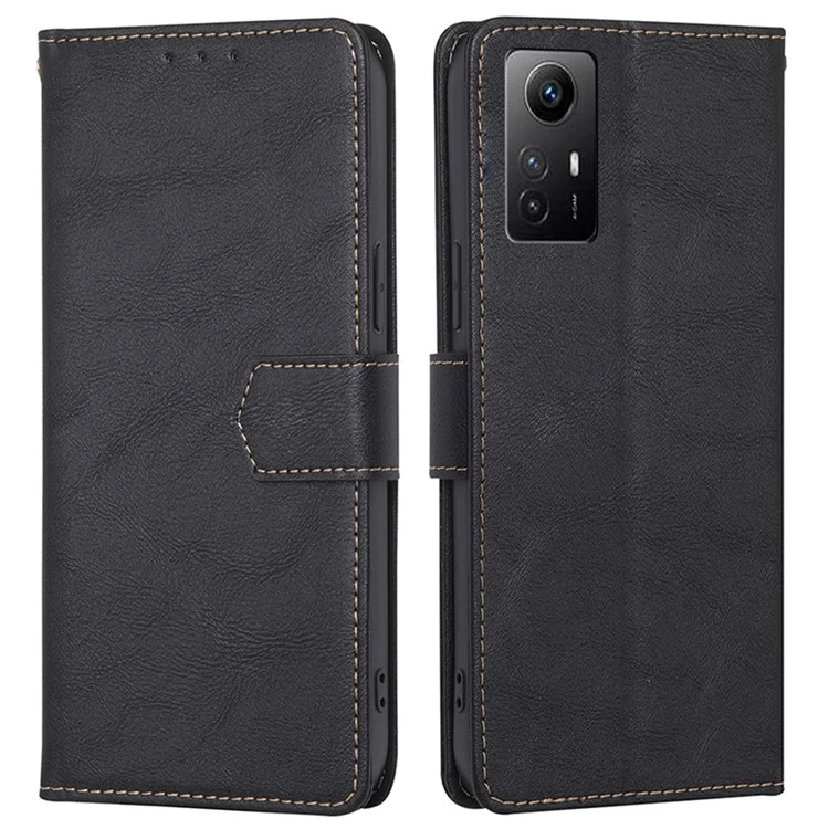 Pour Xiaomi Redmi Note 12S 4G Étui portefeuille en cuir PU avec blocage RFID Flip Stand Phone Cover - Noir