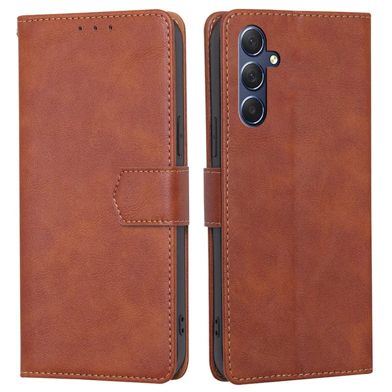 For Samsung Galaxy M54 / F54 5G RFID Blocking Wallet Phone Case PU Leather Stand Cover - Brown