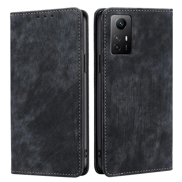 Pour Xiaomi Redmi Note 12S 4G Étui portefeuille anti-RFID en cuir PU antichoc - Noir