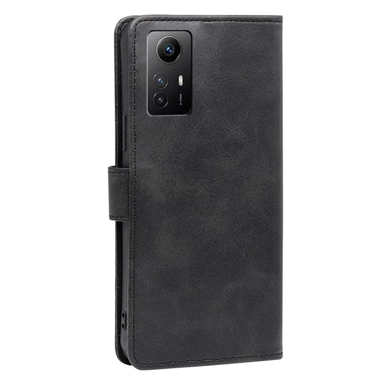 For Xiaomi Redmi Note 12S 4G Flip Stand PU Leather Wallet Case Calf Texture Phone Cover - Black