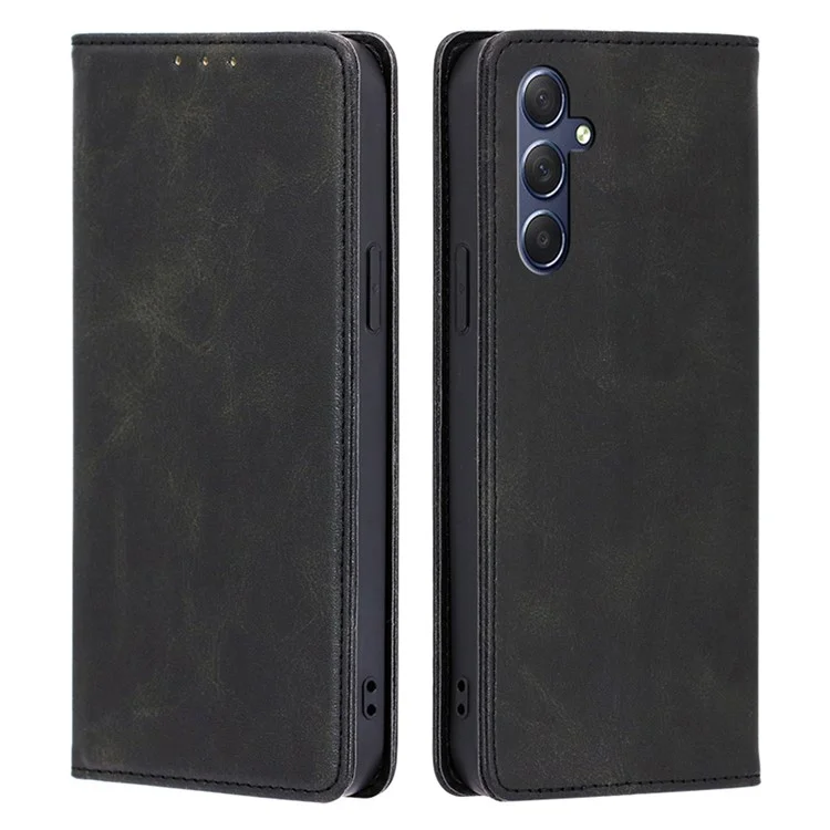 Para Samsung Galaxy M54 5G / F54 5G Cuero de Ternera Texturizado Funda Cartera con Soporte para Teléfono - Negro