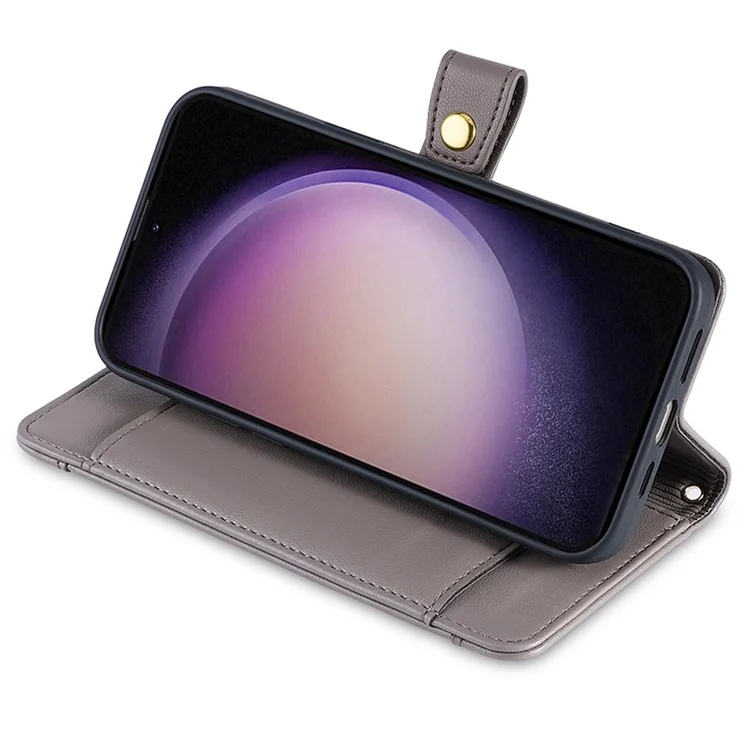 Для Samsung Galaxy M54 5G / F54 5G Folio Flip Stand Wallet Case Zipper Pocket PU Leather Phone Cover - Grey