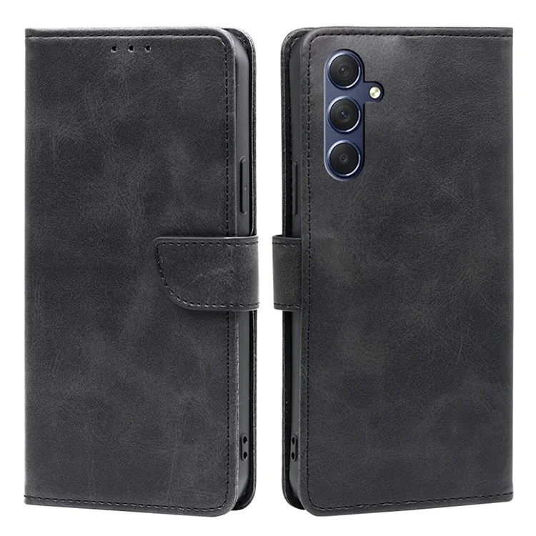 Für Samsung Galaxy M54 / F54 5G Kalbsleder-Textur-Wallet-Handyhülle PU-Leder-Ständer-Cover - Schwarz