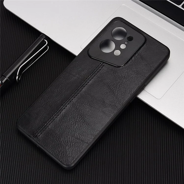 For Oppo Find X5 PU Leather Coated TPU+PC Phone Case Cowhide Texture Protective Cover - Black