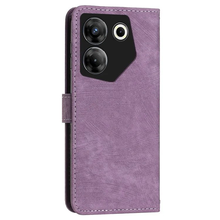 Portefeuille debout pour TECNO Camon 20 Pro 5G Skin-Touch Motifs imprimés Étui à rabat en cuir PU Housse de téléphone - Violet