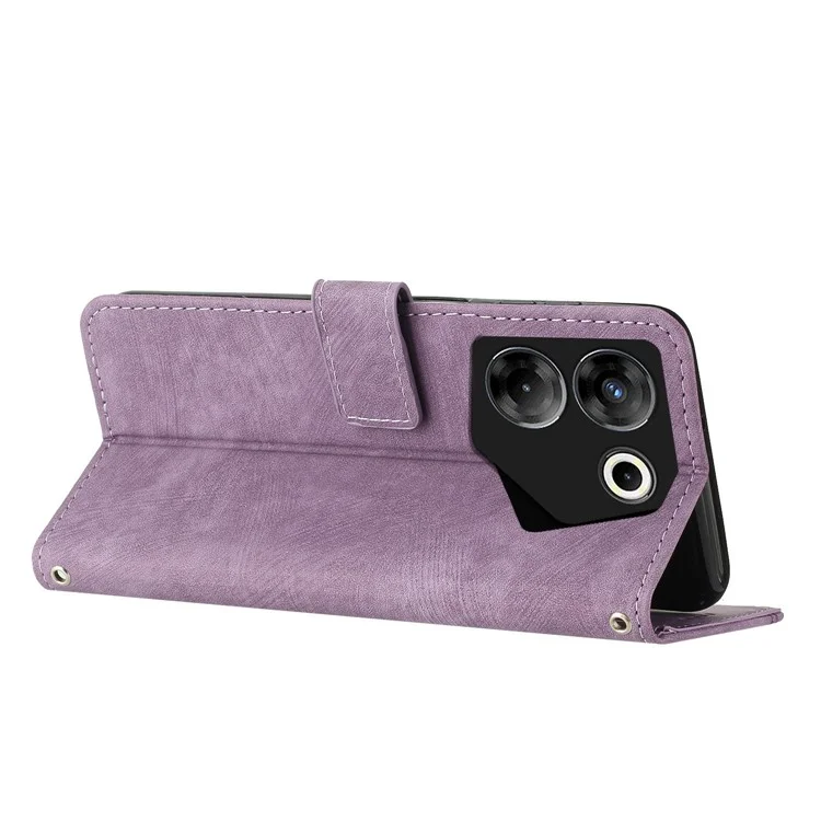 Portefeuille debout pour TECNO Camon 20 Pro 5G Skin-Touch Motifs imprimés Étui à rabat en cuir PU Housse de téléphone - Violet