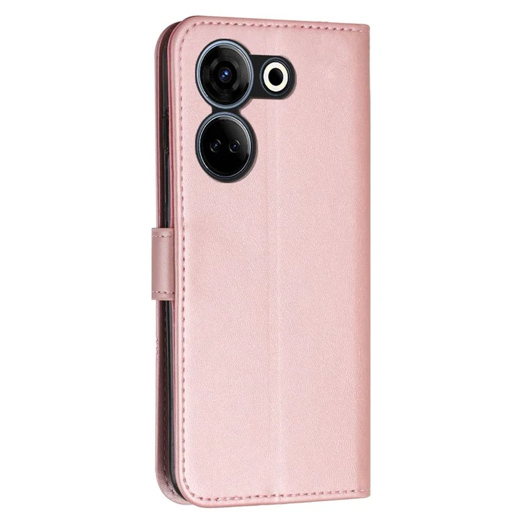 Para TECNO Camon 20 4G / 20 Pro 4G Capa de carteira de couro PU com suporte para celular - Ouro Rosa