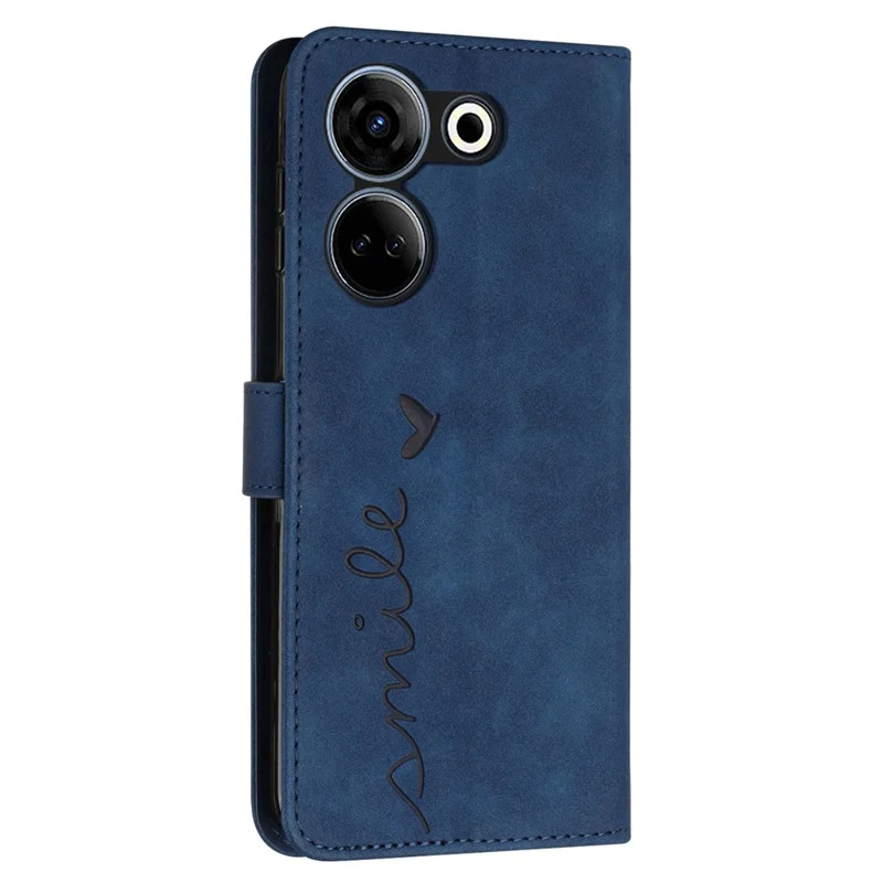 For TECNO Camon 20 4G / 20 Pro 4G Leather Phone Case Stand Skin-Touch Imprinted Heart Wallet Cover - Sapphire