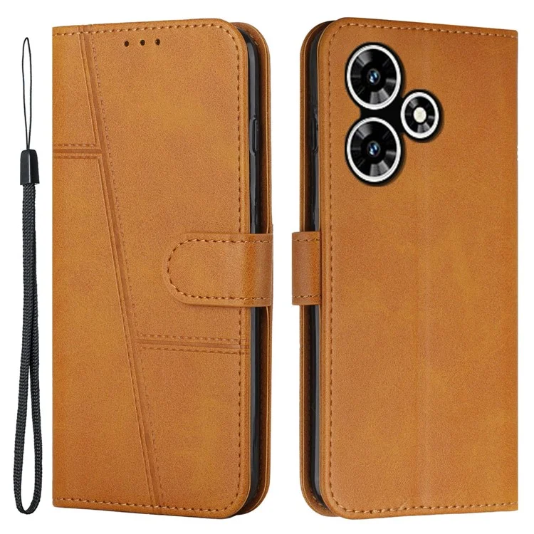 Para Infinix Hot 30 Play NFC 4G Smartphone Case Funda de Piel de Cuero PU Cierre Magnético Cartera Plegable Cubierta - Amarillo