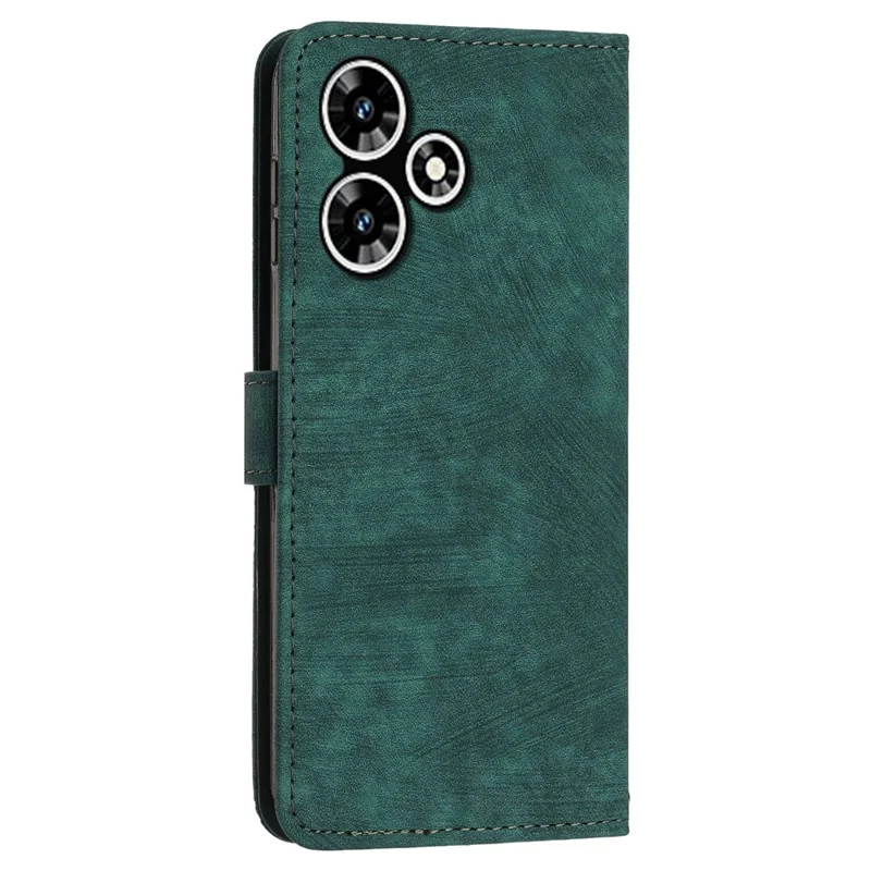 Für Infinix Hot 30 Play NFC 4G Stand Wallet PU Leder Hülle mit geprägten Linien Skin-Touch Telefonhülle - Grün
