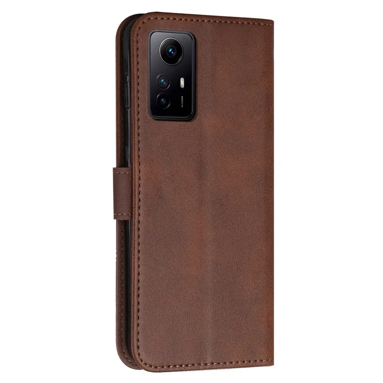 For Xiaomi Redmi Note 12S 4G PU Leather Phone Case Wallet Stand Anti-scratch Phone Cover - Brown