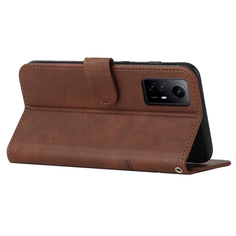 For Xiaomi Redmi Note 12S 4G PU Leather Phone Case Wallet Stand Anti-scratch Phone Cover - Brown