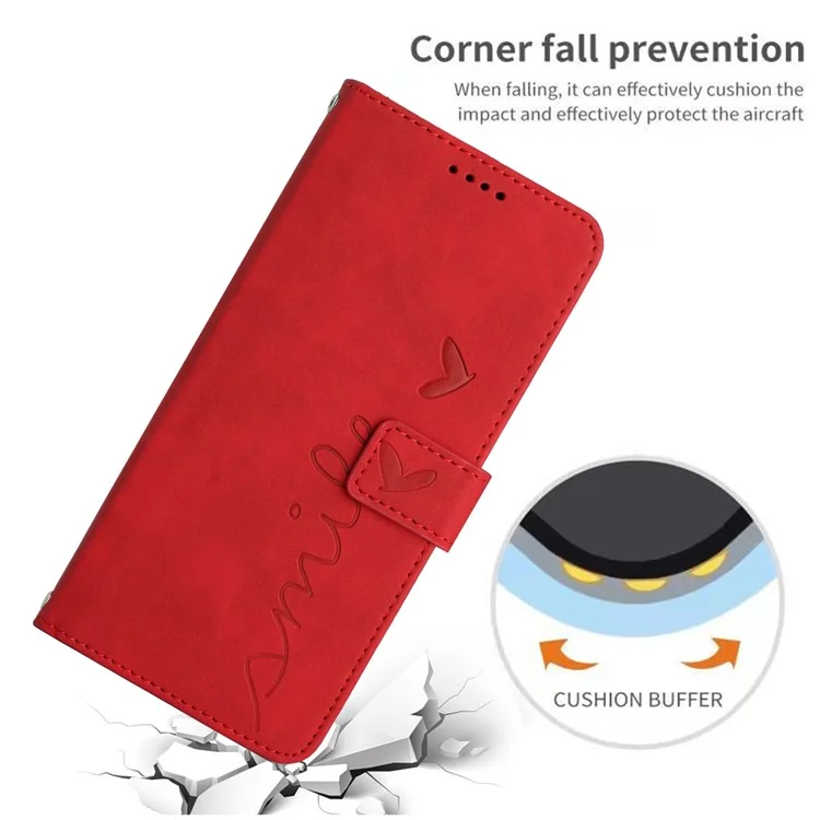Para Xiaomi Redmi Note 12S 4G Wallet Stand Leather Phone Case Heart Shape Phone Cover with Shoulder Strap - Red