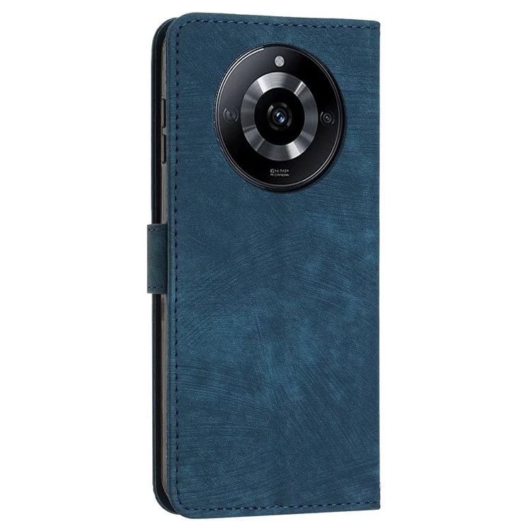 Para Realme 11 Pro+ 5G / 11 Pro 5G Cartera de Pie Funda de Cuero Estampada con Líneas Funda Táctil para Teléfono - Zafiro