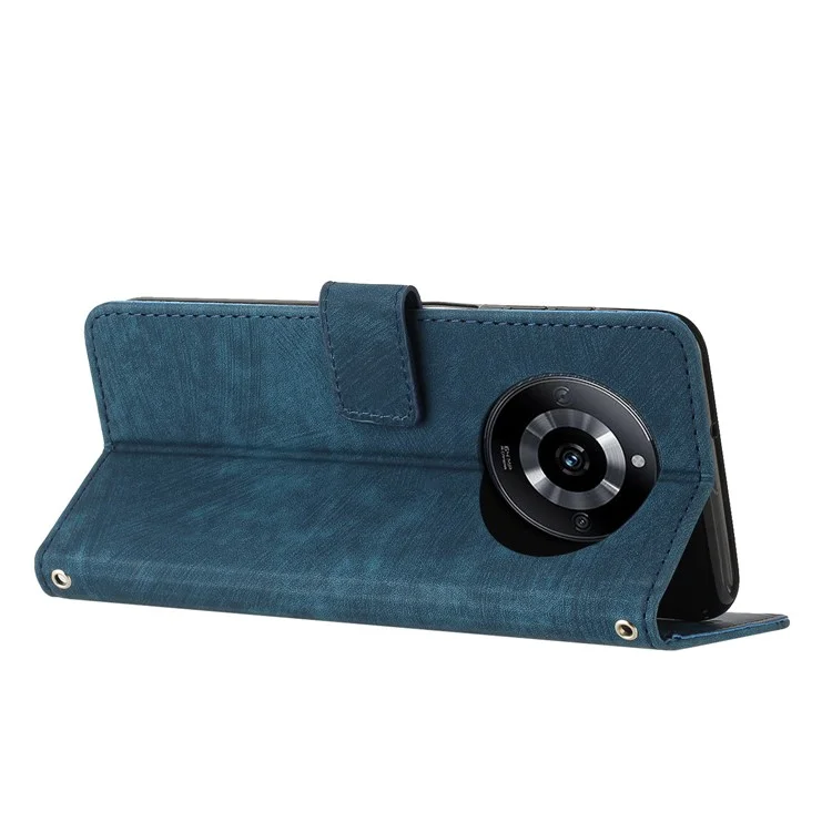 Para Realme 11 Pro+ 5G / 11 Pro 5G Cartera de Pie Funda de Cuero Estampada con Líneas Funda Táctil para Teléfono - Zafiro