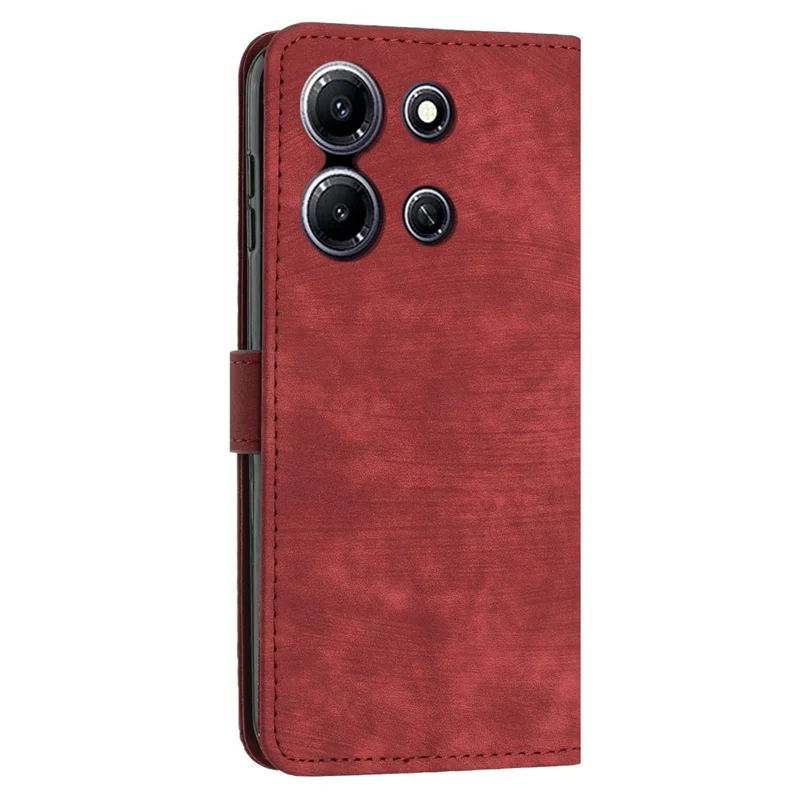 Imprinted Lines PU Leather Wallet Case for Infinix Note 30i 4G , Skin-Touch Phone Stand Cover - Red