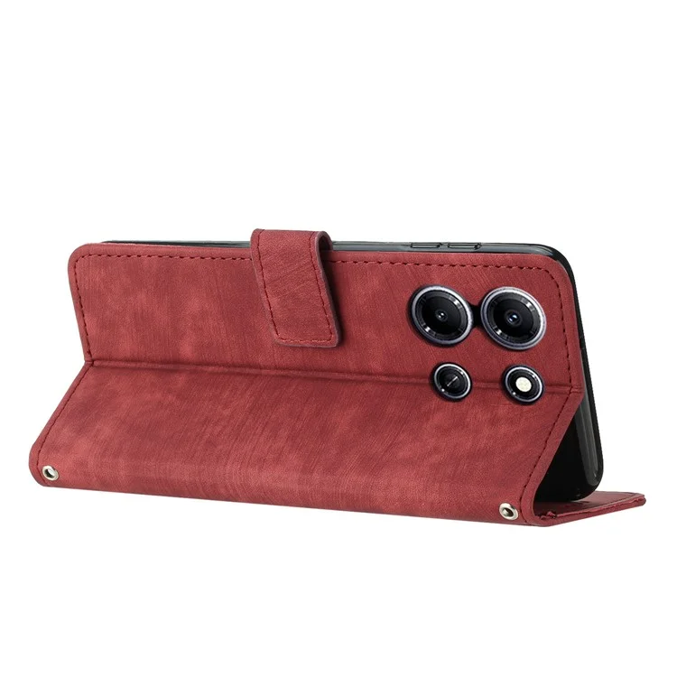 Imprinted Lines PU Leather Wallet Case for Infinix Note 30i 4G , Skin-Touch Phone Stand Cover - Red