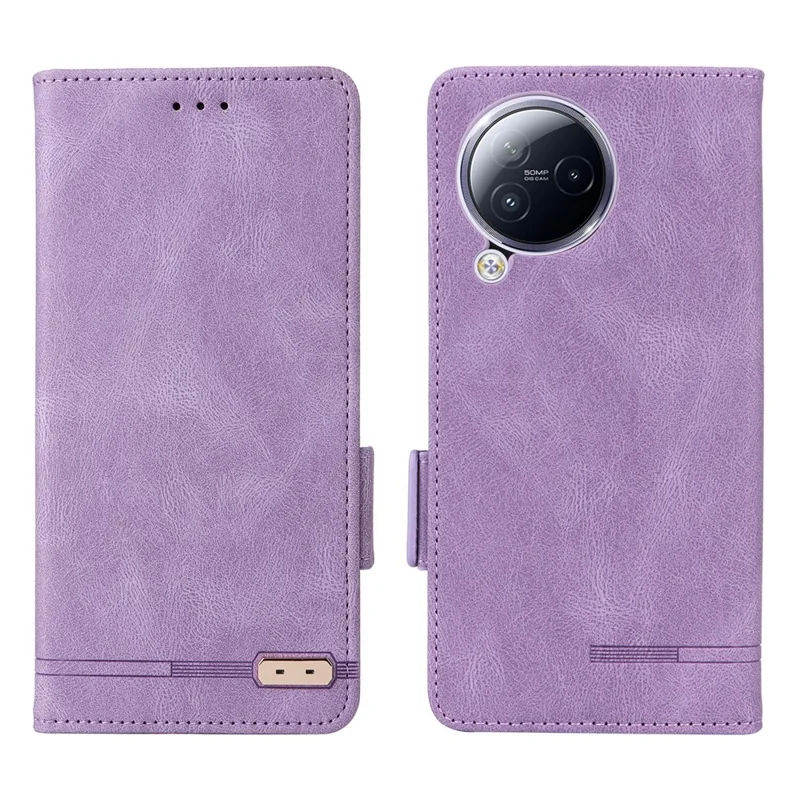 For Xiaomi Civi 3 5G Hardware Decor PU Leather Phone Case Stand Phone Wallet Cover - Purple