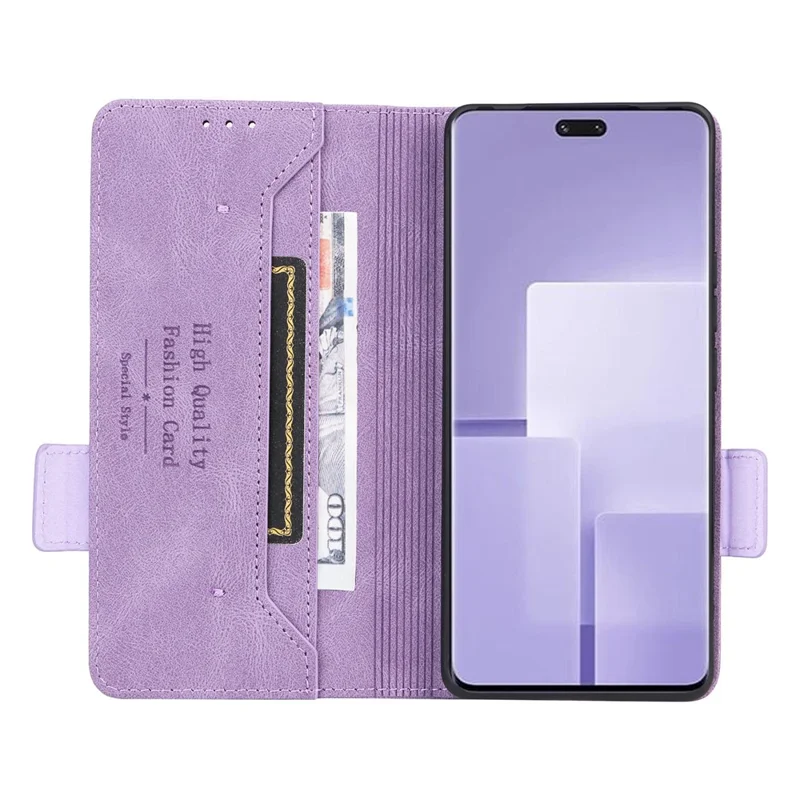 For Xiaomi Civi 3 5G Hardware Decor PU Leather Phone Case Stand Phone Wallet Cover - Purple