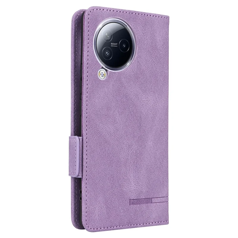 For Xiaomi Civi 3 5G Hardware Decor PU Leather Phone Case Stand Phone Wallet Cover - Purple
