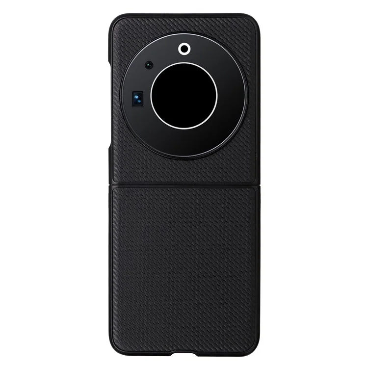 For TECNO Phantom V Flip Carbon Fiber Texture Case PU Leather Coated PC Anti-Drop Phone Cover - Black