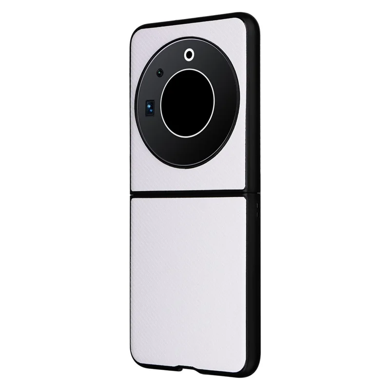 For TECNO Phantom V Flip Carbon Fiber Texture Case PU Leather Coated PC Anti-Drop Phone Cover - White