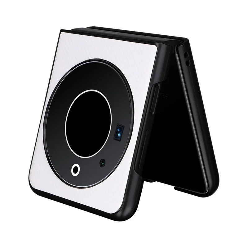 For TECNO Phantom V Flip Carbon Fiber Texture Case PU Leather Coated PC Anti-Drop Phone Cover - White