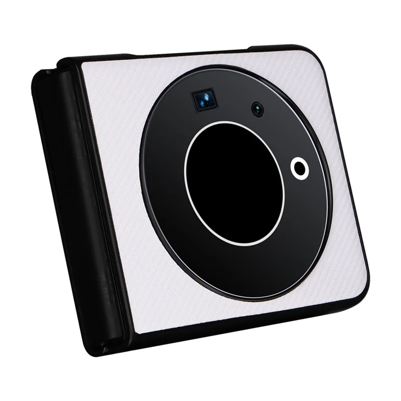 For TECNO Phantom V Flip Carbon Fiber Texture Case PU Leather Coated PC Anti-Drop Phone Cover - White