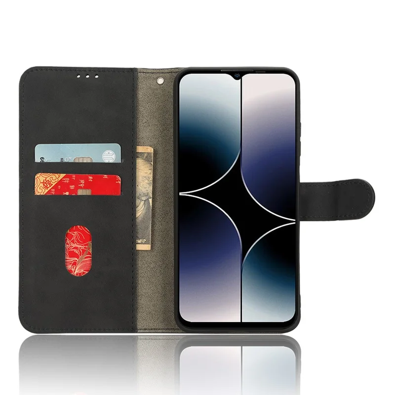 For Ulefone Note 16 Pro Stand Wallet Cell Phone Case Skin-touch PU Leather + TPU Phone Cover - Black