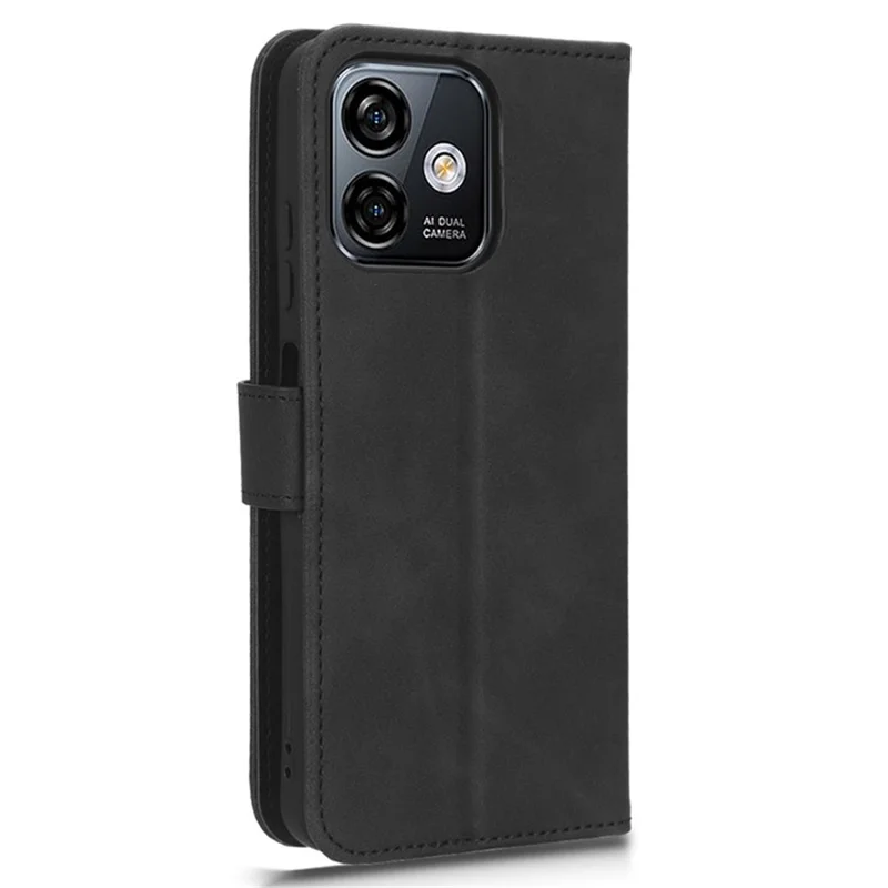 For Ulefone Note 16 Pro Stand Wallet Cell Phone Case Skin-touch PU Leather + TPU Phone Cover - Black