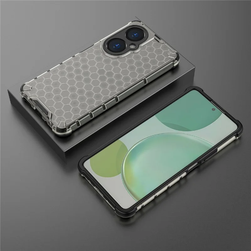For Huawei nova 11i Honeycomb Texture TPU+PC Cover Drop-proof Phone Case - Black