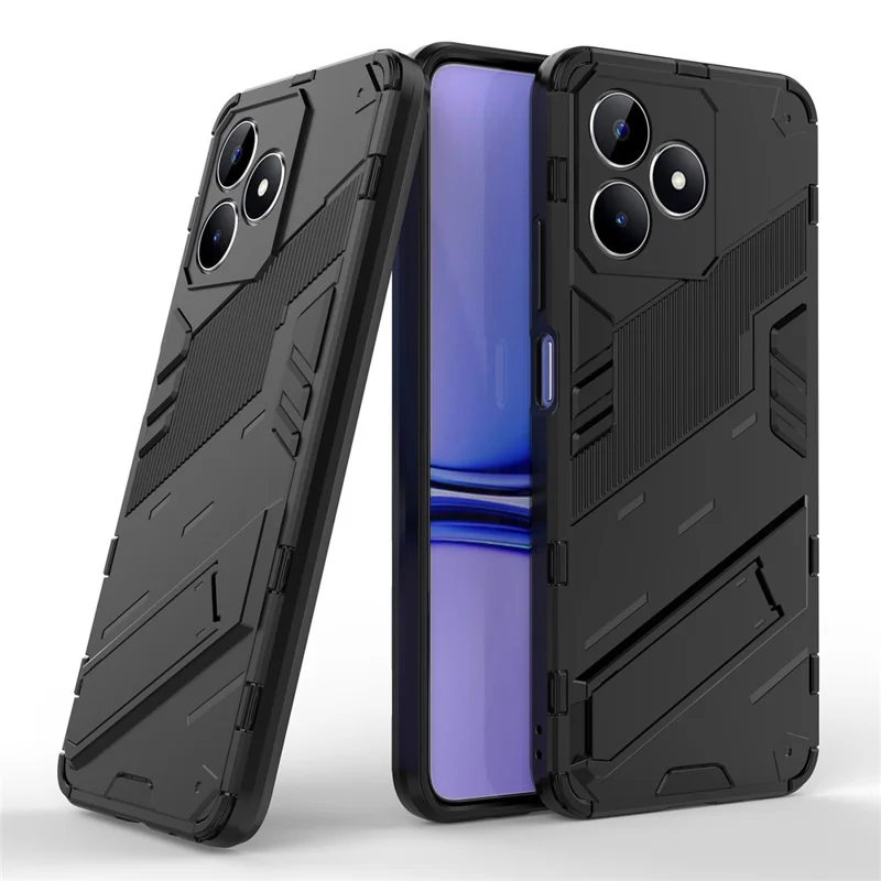 For Realme C53 (Global) / C53 (India) / C51 Kickstand Back Case PC+TPU Shockproof Phone Cover - Black