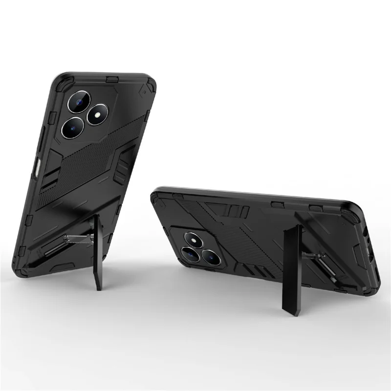 For Realme C53 (Global) / C53 (India) / C51 Kickstand Back Case PC+TPU Shockproof Phone Cover - Black