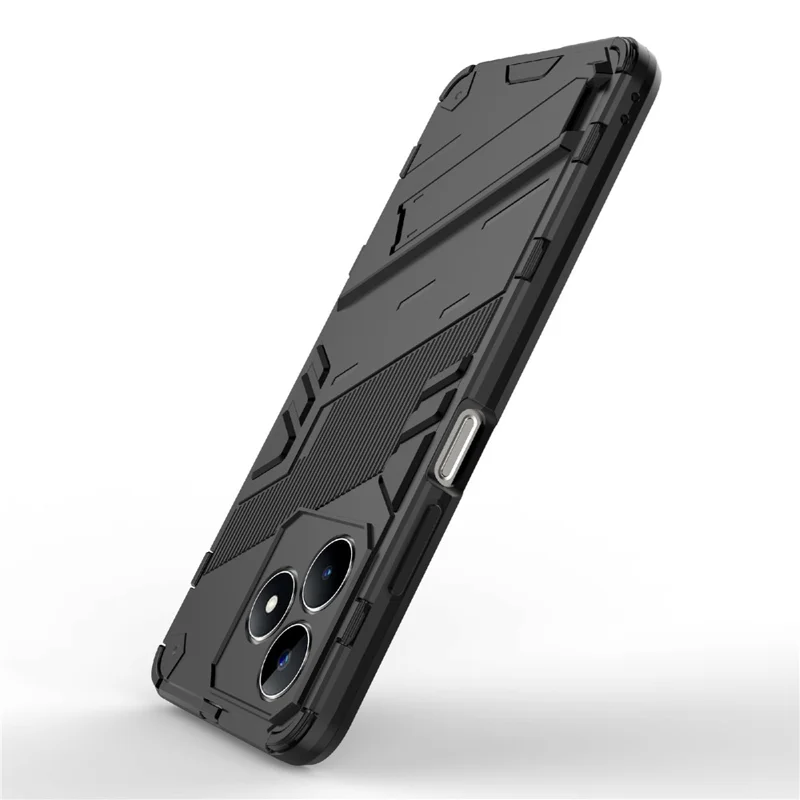 For Realme C53 (Global) / C53 (India) / C51 Kickstand Back Case PC+TPU Shockproof Phone Cover - Black