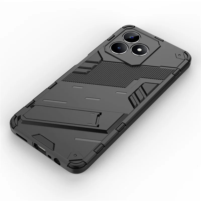For Realme C53 (Global) / C53 (India) / C51 Kickstand Back Case PC+TPU Shockproof Phone Cover - Black