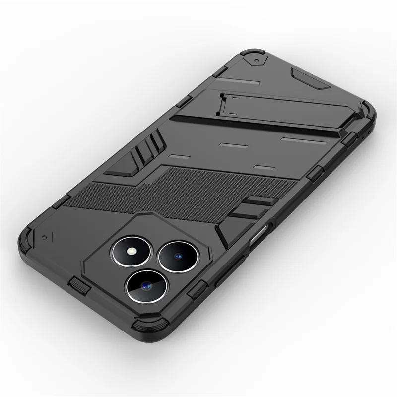 For Realme C53 (Global) / C53 (India) / C51 Kickstand Back Case PC+TPU Shockproof Phone Cover - Black
